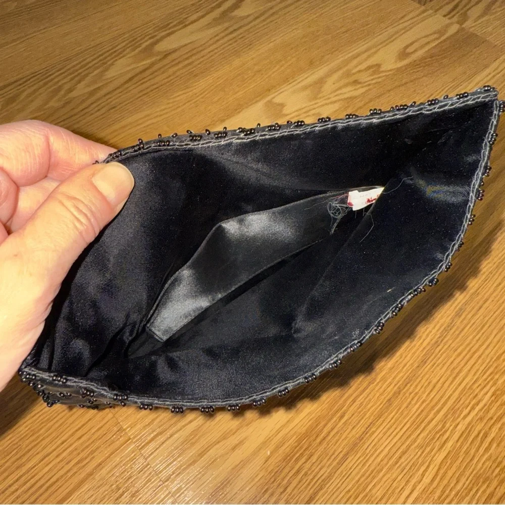 Vintage Schildkraut‎ Satin Envelope Clutch Beaded Embroidered Made in Hong Kong
